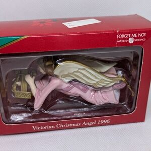 Vintage Victorian Angel Christmas Tree Ornament American Greetings Pink Figurine